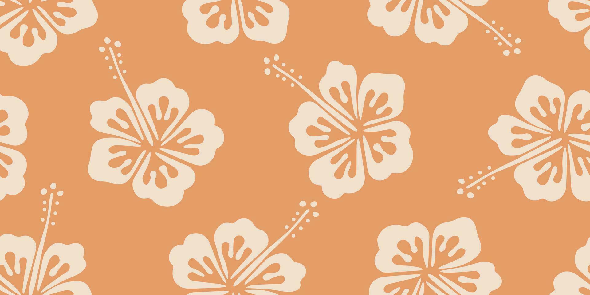 Tropical flower pattern seamless, silhouette of hibiscus flowers, hand drawn botanical, Floral leaf for spring and Summer time, natural ornaments for textile, fabric, wallpaper, background design. vector