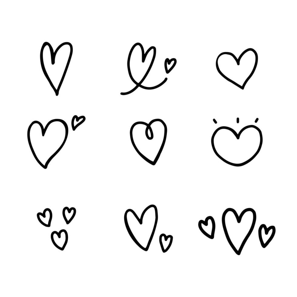 Heart doodle hand drawn with black line for elements, valentine, love, celebration, couple and illustration vector