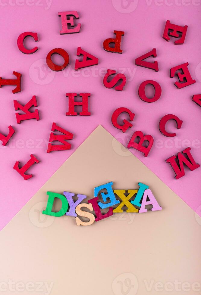 Dyslexia awareness concept with letters photo