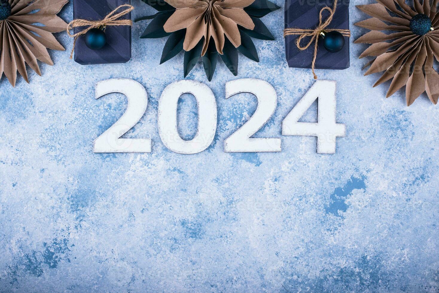 nuevo año composición con 2024 número foto