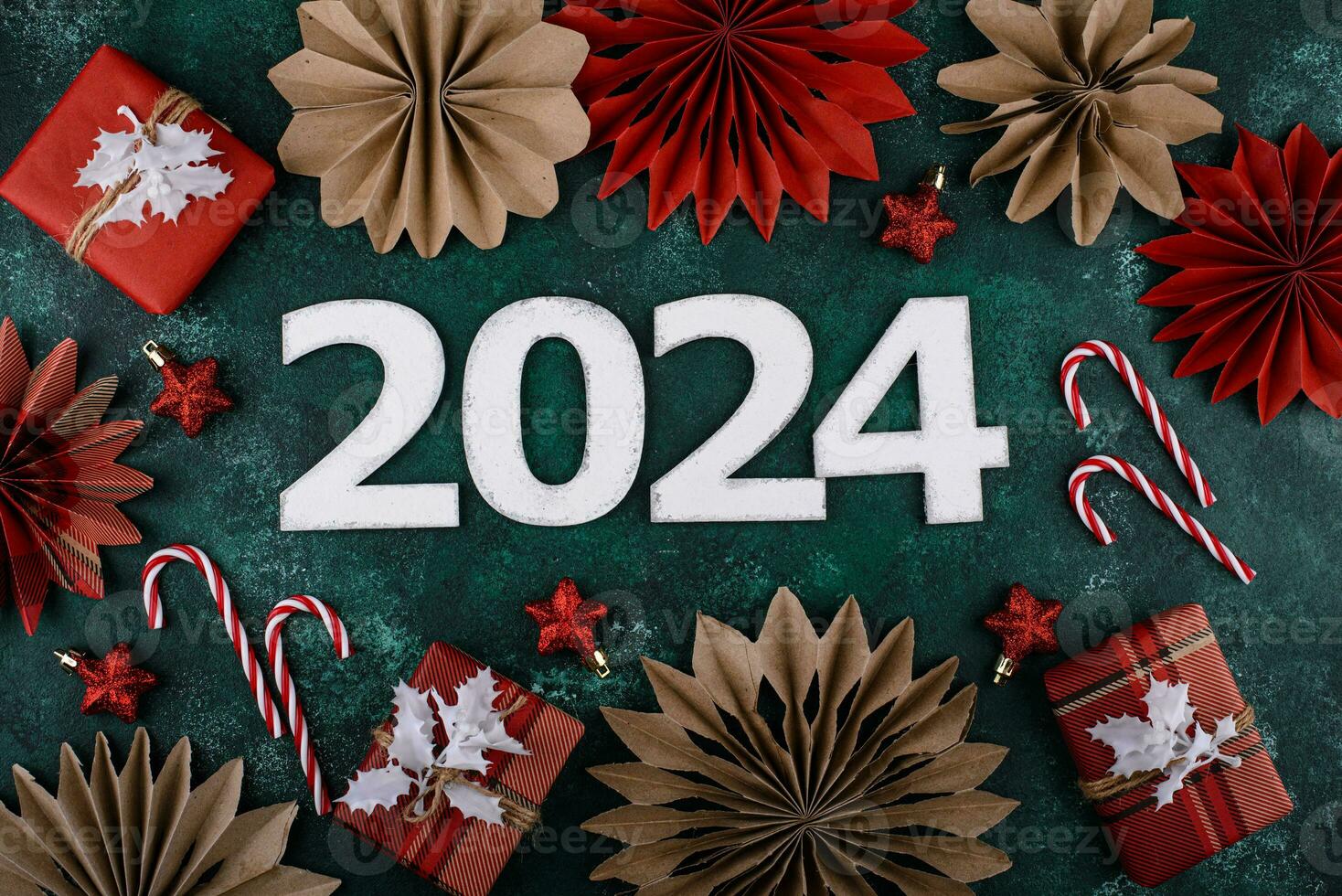 nuevo año composición con 2024 número foto