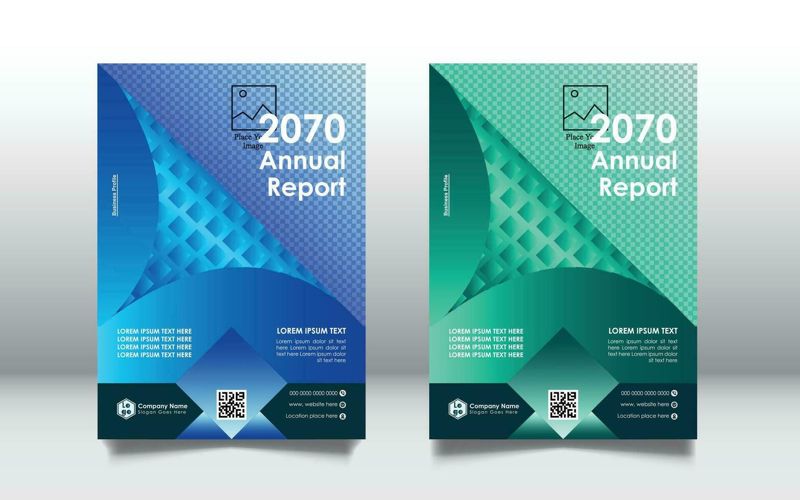 Annual report cover design vector template, corporate flyer cover layout.