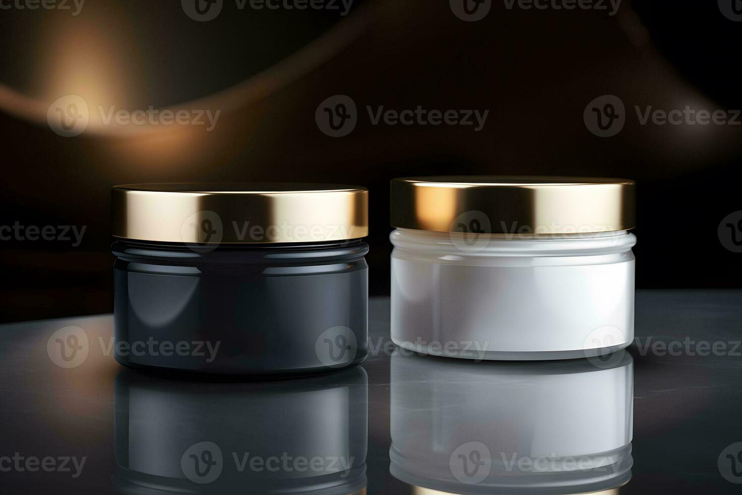 AI generated Luxury spa cosmetic. Skin care products, face cream. Facial care. Container with a gold lid. AI Generative photo