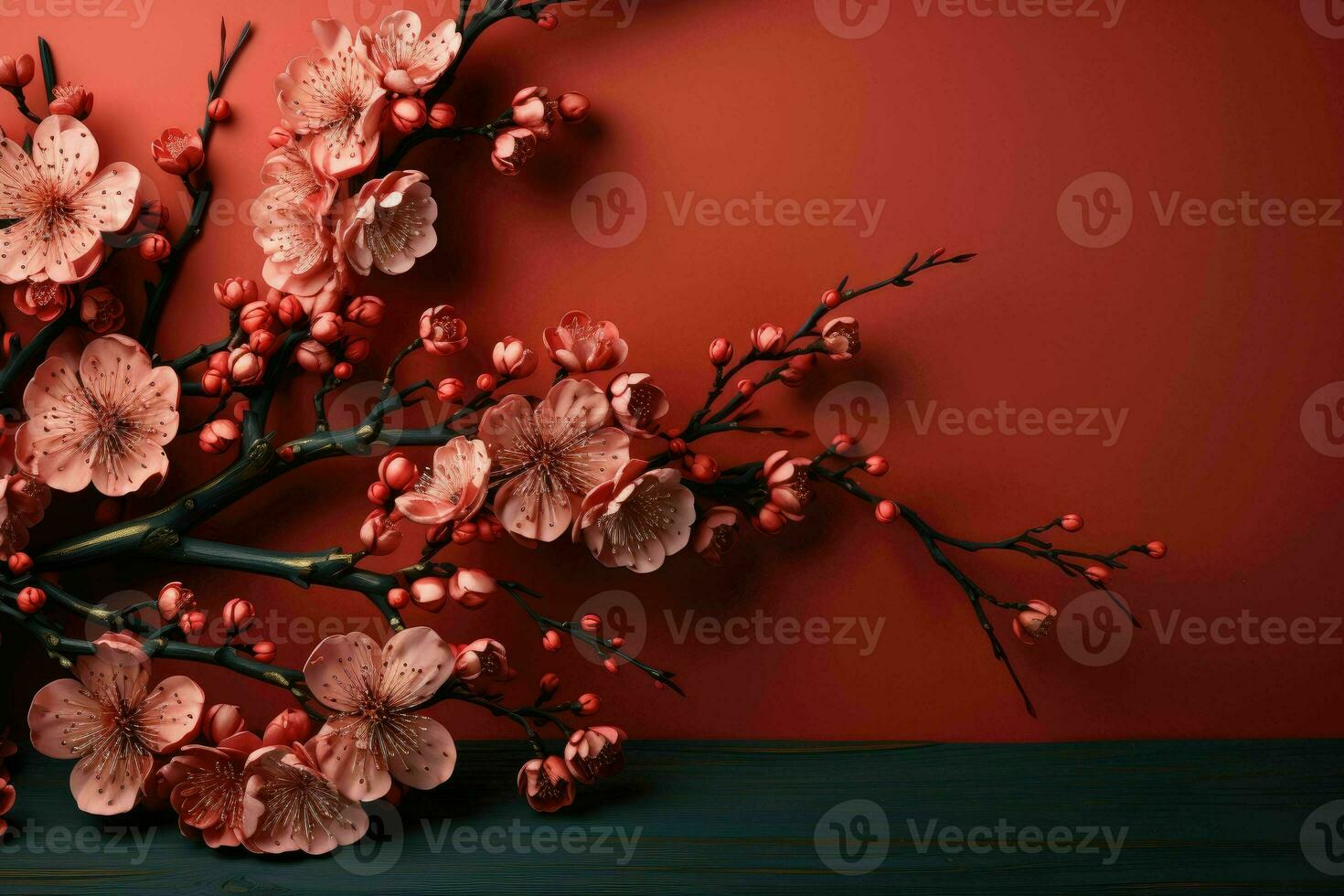 AI generated Chinese New Year Banner red background photo