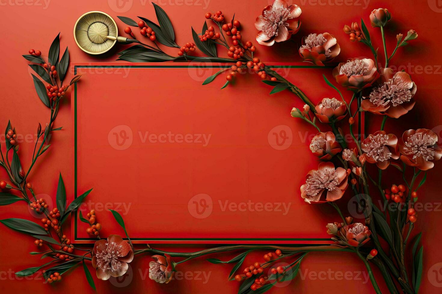 AI generated Chinese New Year Banner red background photo