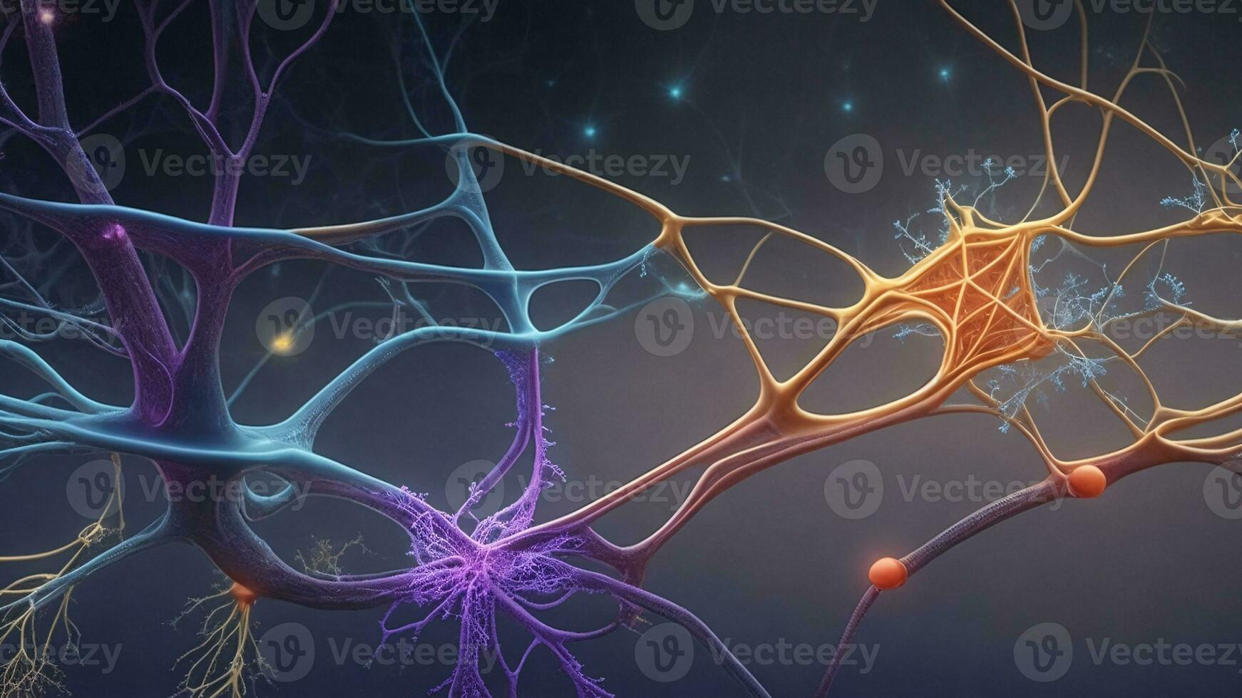 AI generated 3d render of brain cell with neurons and nervous system photo
