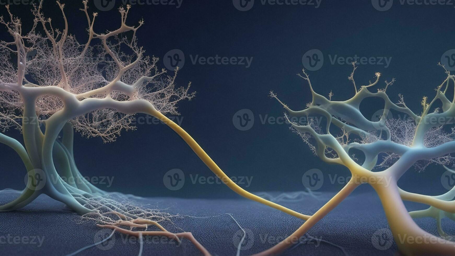 AI generated 3d illustration of neuron cell with neurons and nervous system photo
