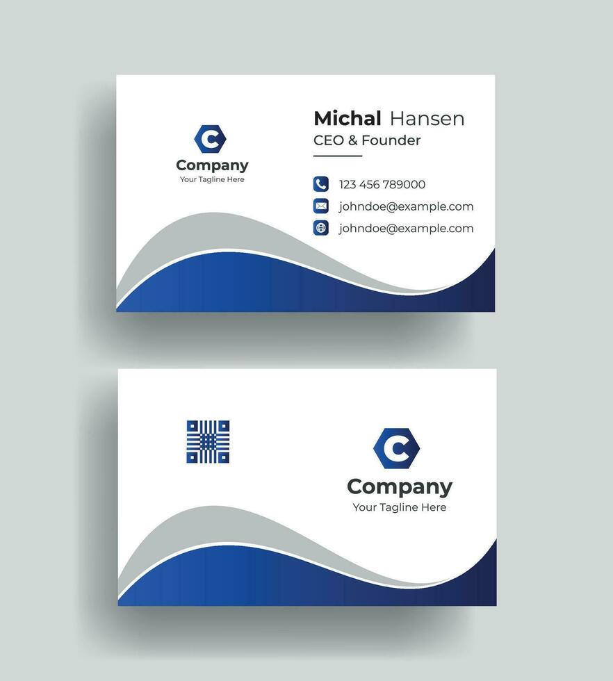 vector blue and white simple unique blue minimalist gold elegant business card template