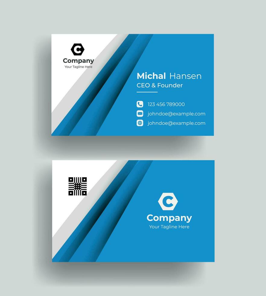 vector blue and white simple unique blue minimalist gold elegant business card template