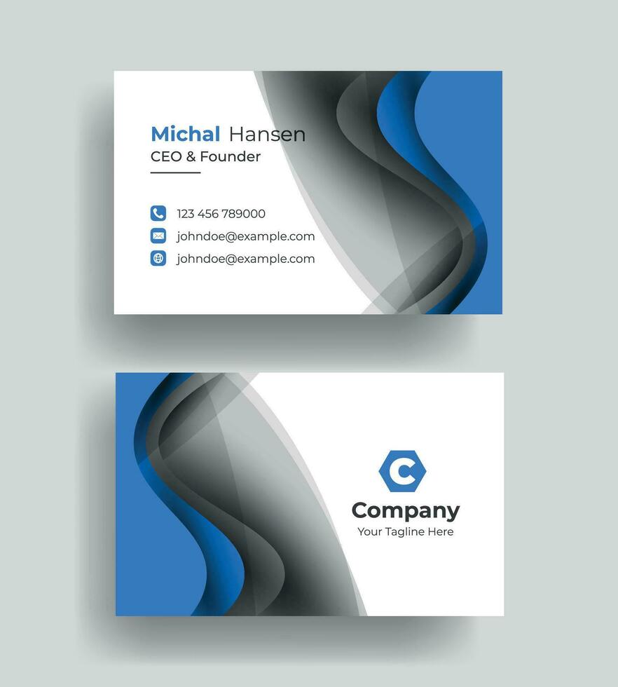 vector blue and white simple unique blue minimalist gold elegant business card template