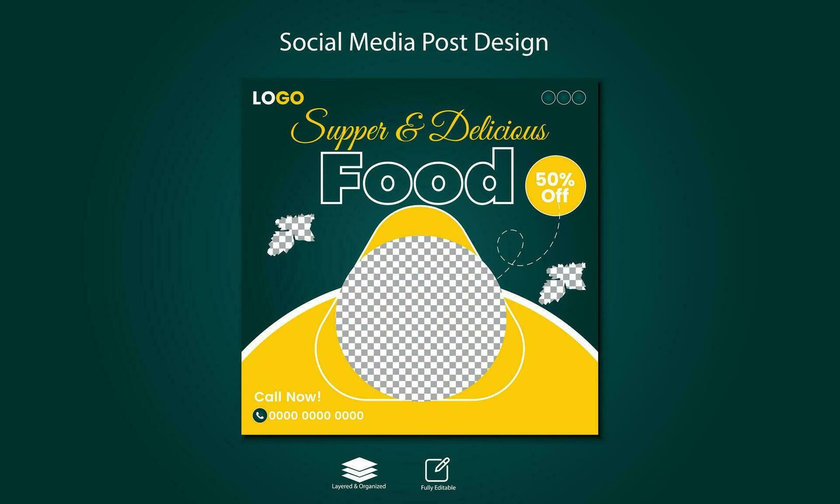 Supper food  square banner template design vector