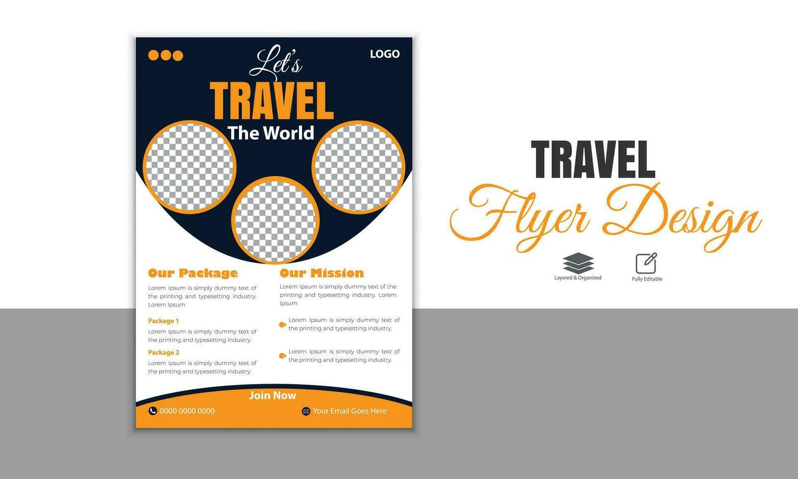 Trendy Travel flyer template design vector