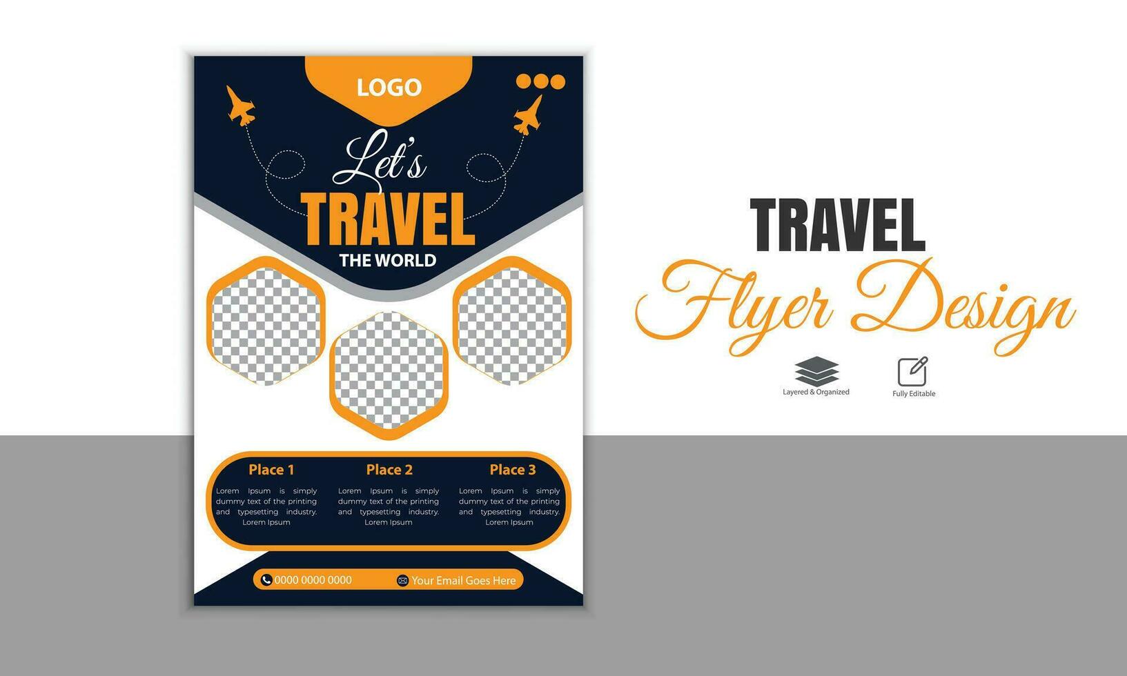 Travel flyer template design vector