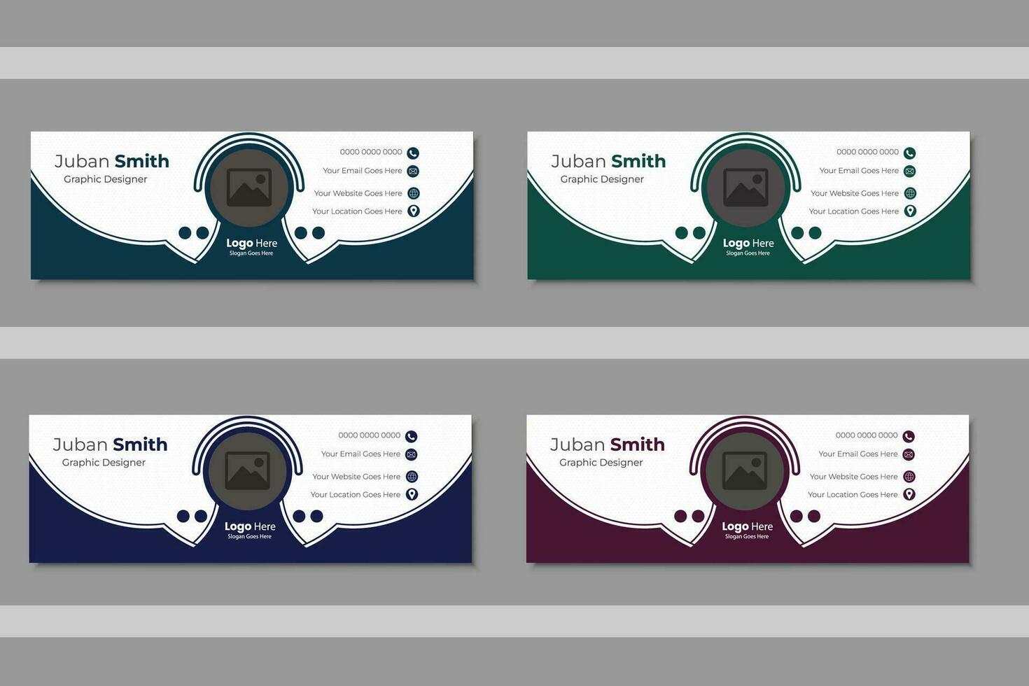 Minimal style email signature design template in horizontal Layout vector