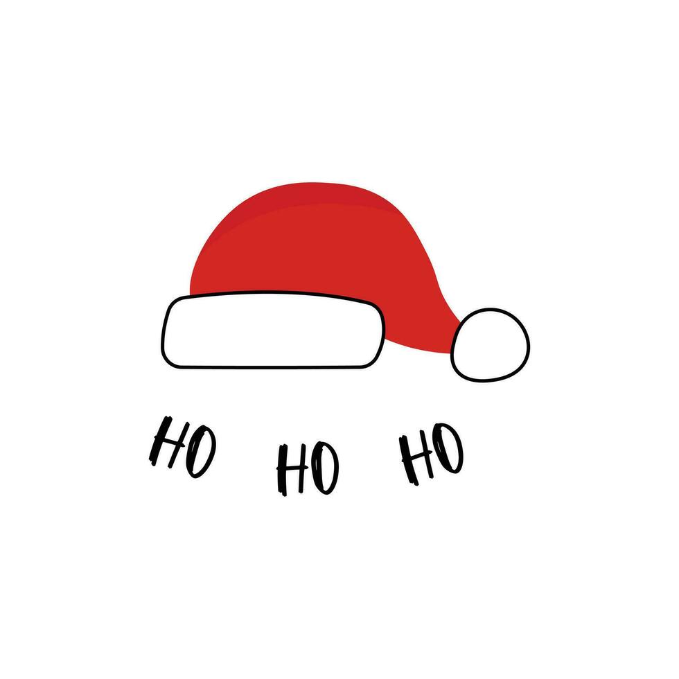 Doodle Scandinavian isolated Santa Claus red hat. Christmas concept for print vector