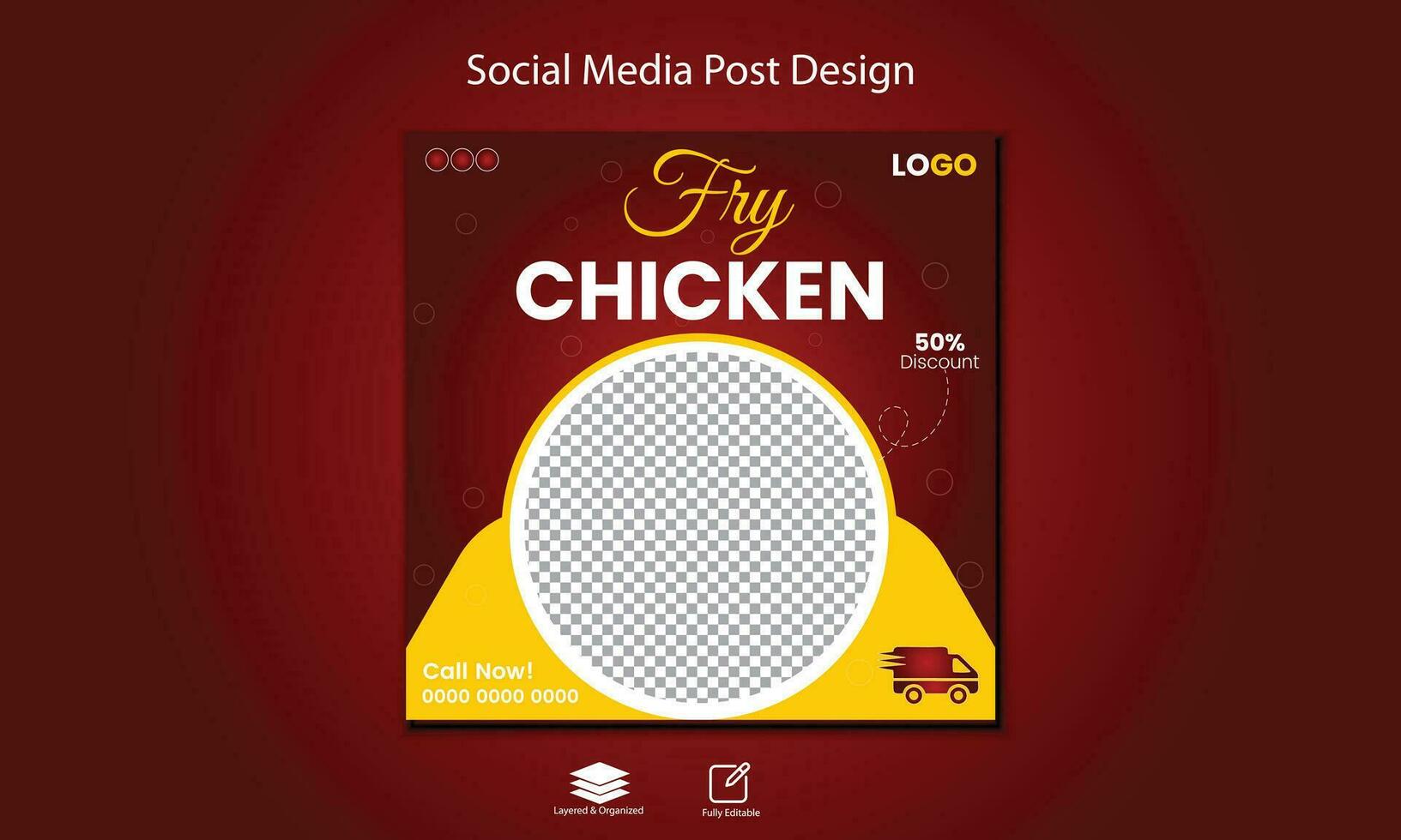 Fry Chicken social media post design for social media vector