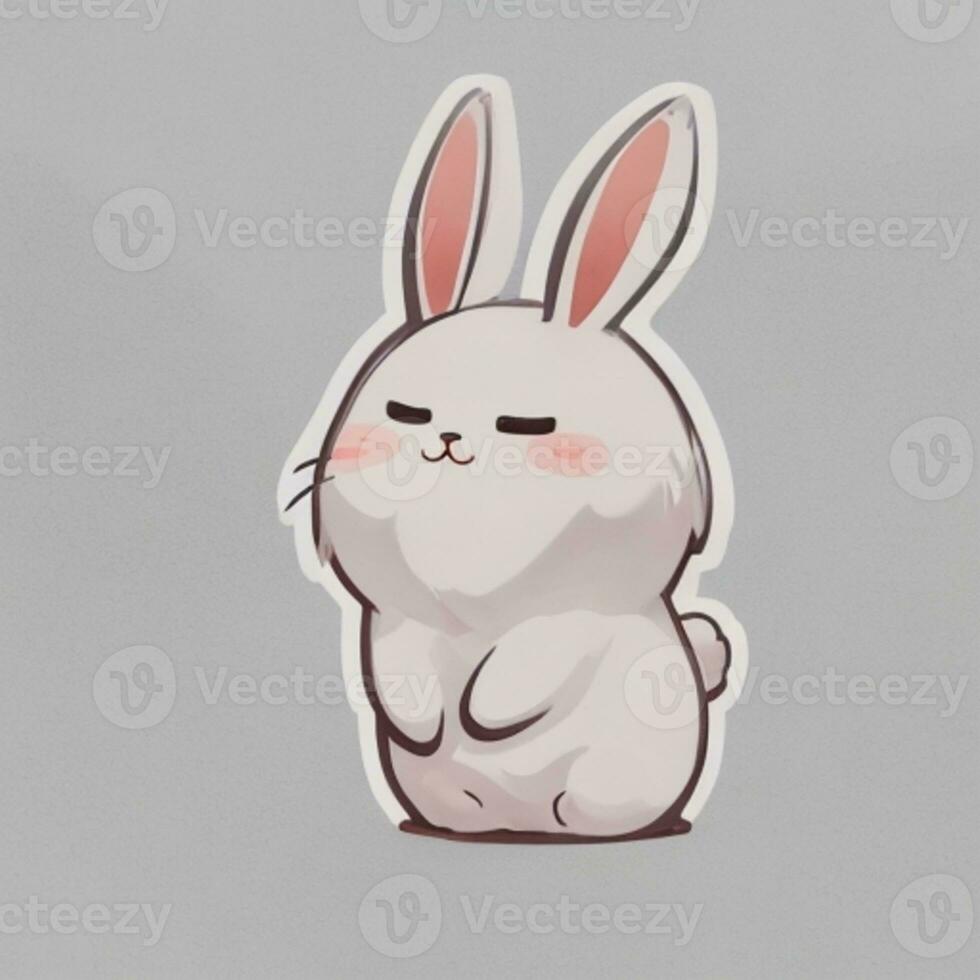 AI Generated cute rabbit, comic style, easter rabbit photo