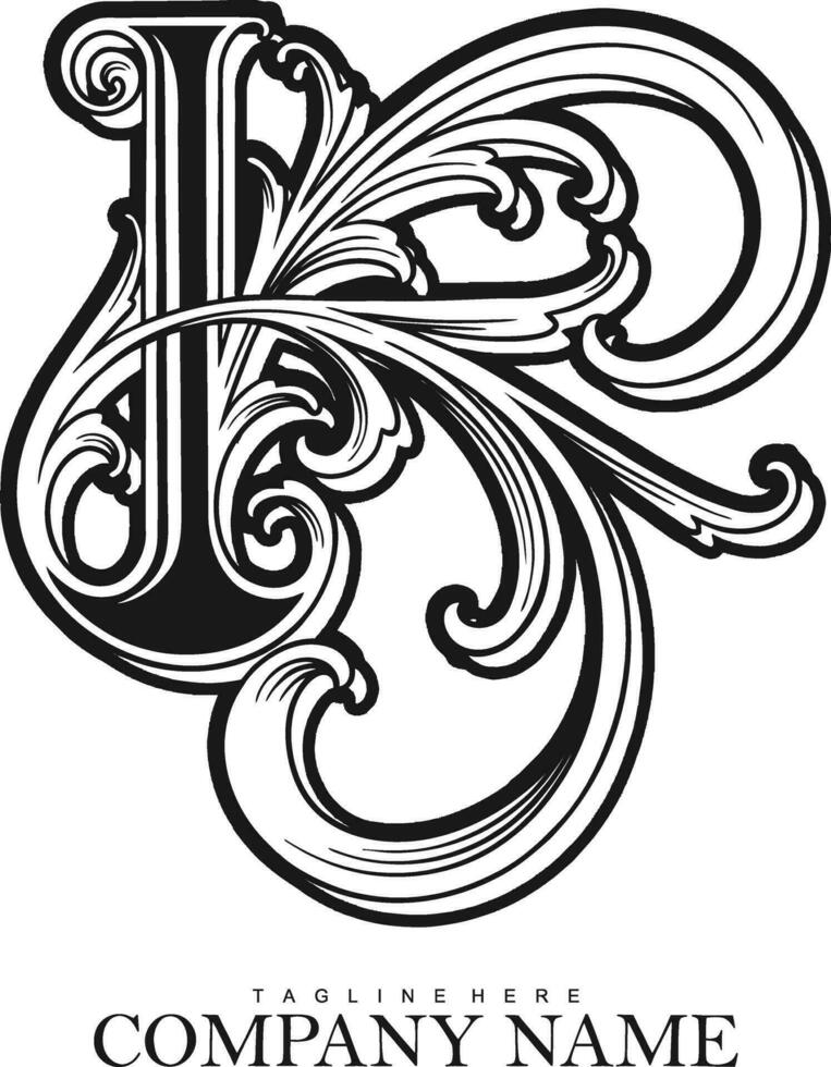 Elegant letter K flourish monogram logo monochrome                       vector illustrations for your work logo, merchandise t-shirt, stickers and label designs, poster, greeting cards advertising