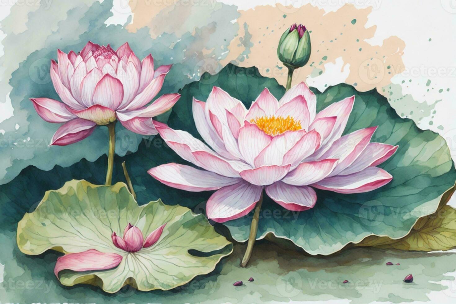 AI Generated Lotus flower floral, art design collection photo