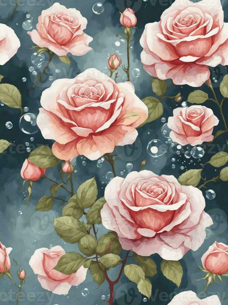 AI Generated pink rose flowers abstract illustration photo