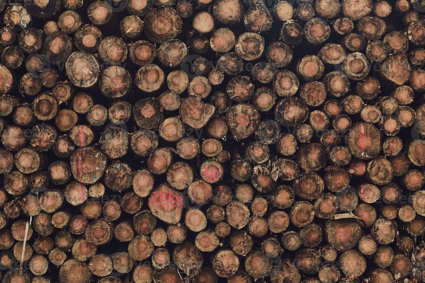 cross section of piled up logs photo
