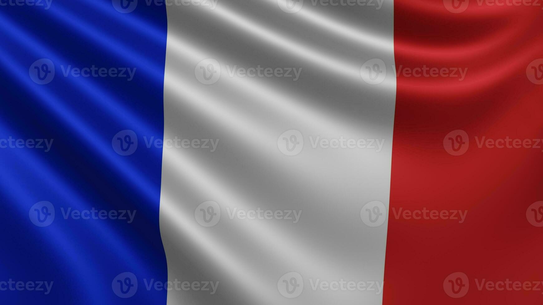 Render of the France flag flutters in the wind closeup, the national flag of photo