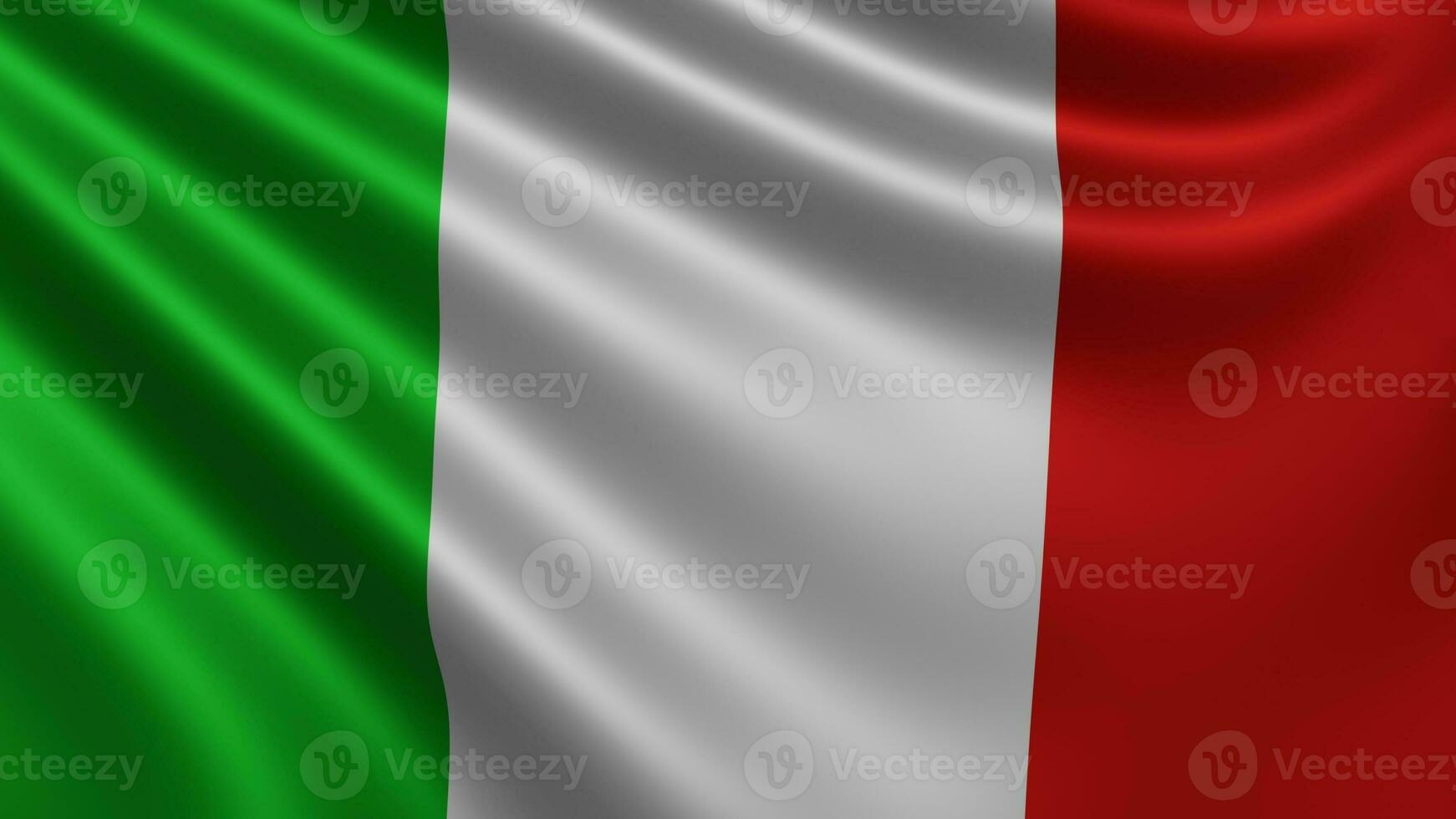 Render of the Italy flag flutters in the wind closeup, the national flag of photo