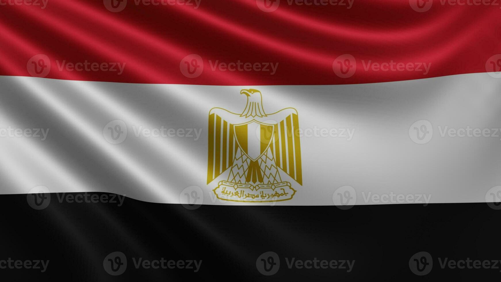 hacer de el Egipto bandera revolotea en el viento de cerca, el nacional bandera de foto