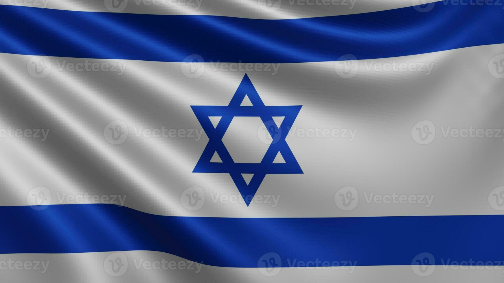 Render of the Israel flag flutters in the wind closeup, the national flag of photo