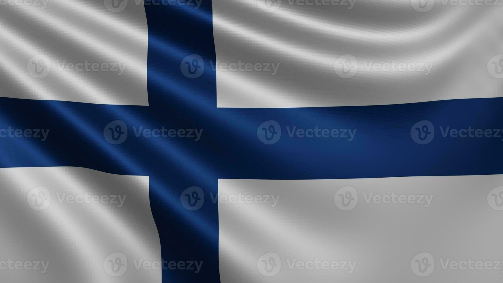 Render of the Finland flag flutters in the wind closeup, the national flag of photo