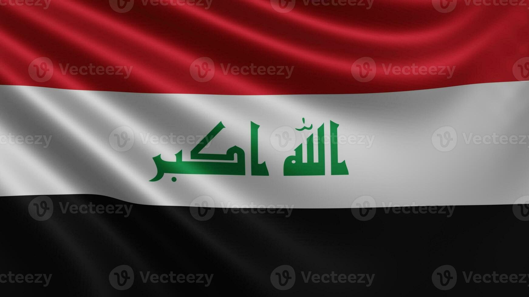 Render of the Iraq flag flutters in the wind closeup, the national flag of Iraq photo