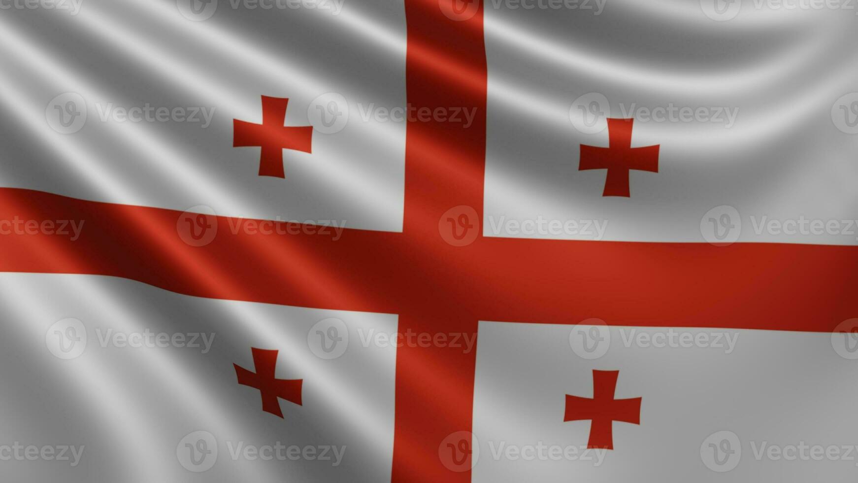 Render of the Georgia flag flutters in the wind closeup, the national flag of photo