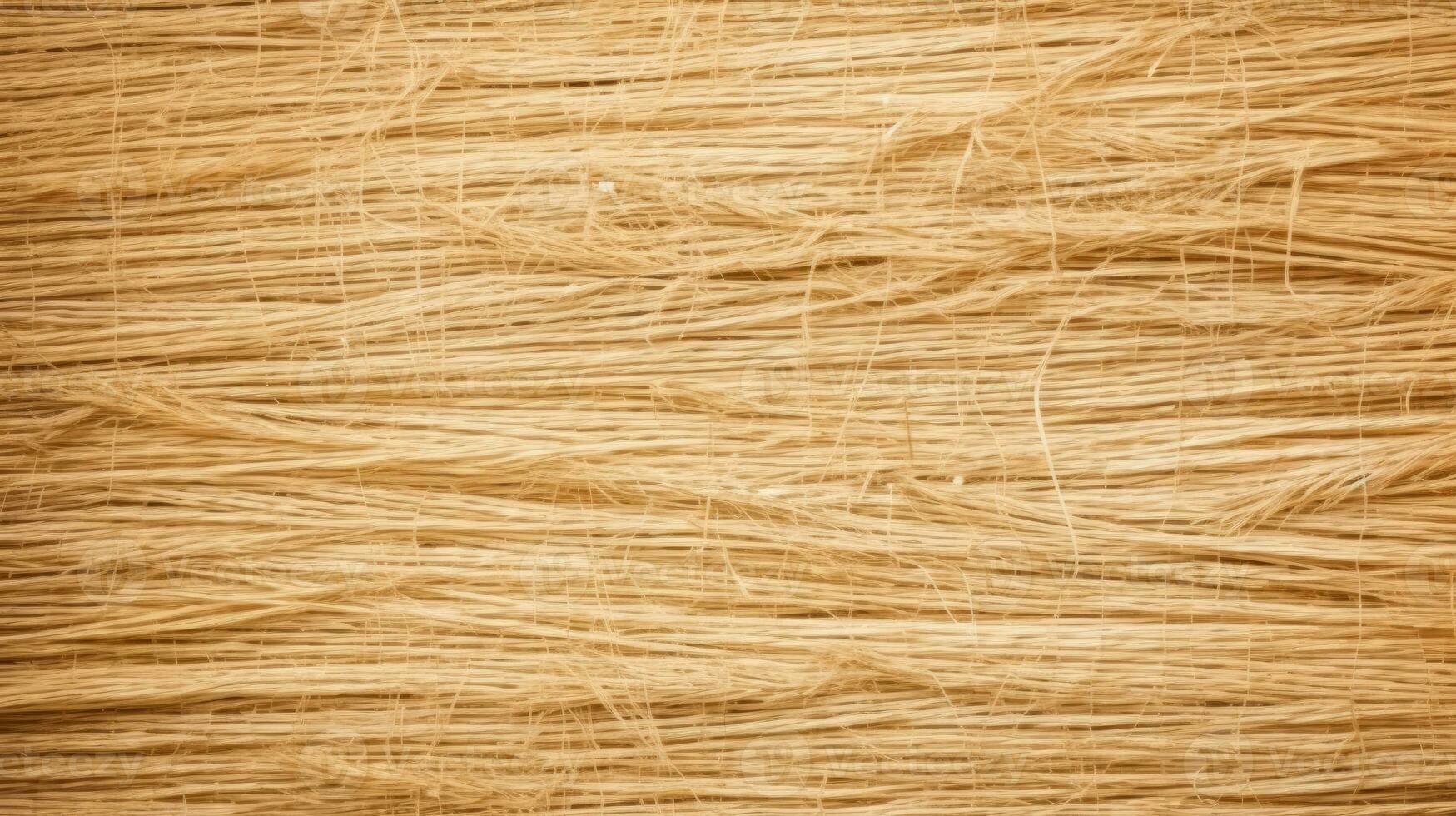 AI generated Close up dry straw texture wall background. photo