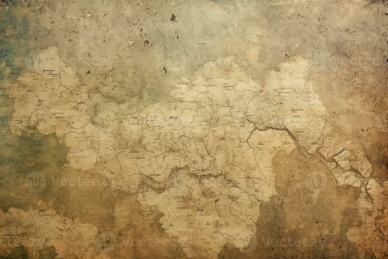 AI generated Vintage map of lost city texture background. Weathered and aged cartography. photo