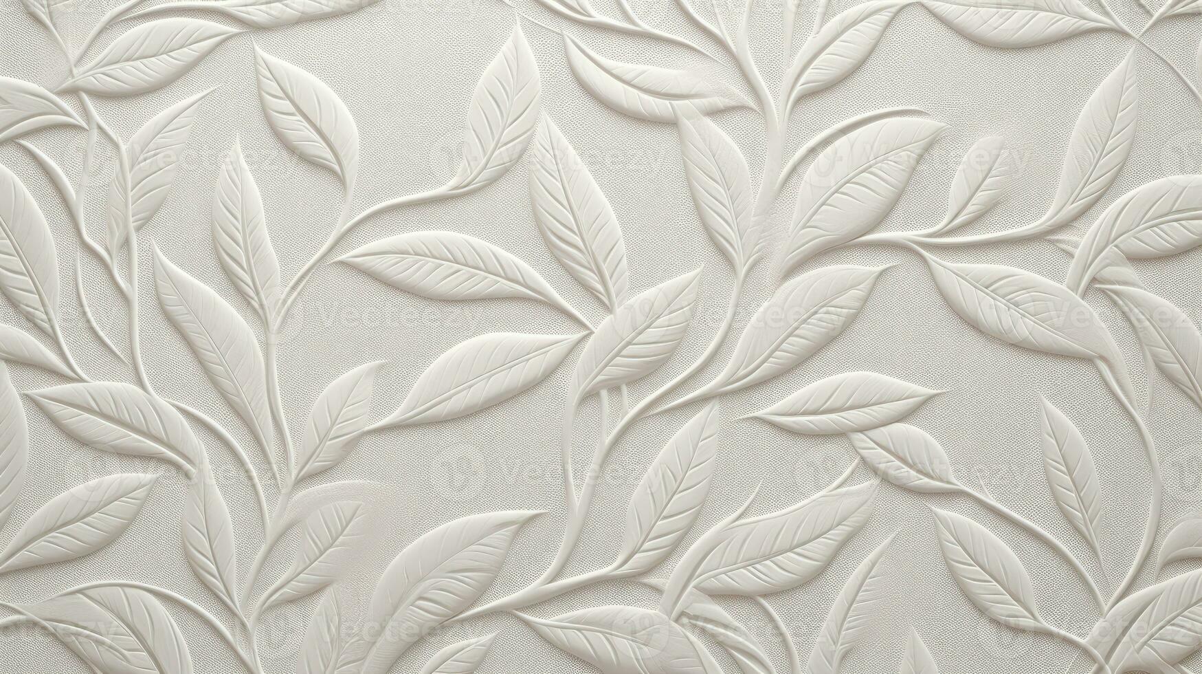 AI generated Embossed motif pattern on paper background. Leaves pattern paper. photo