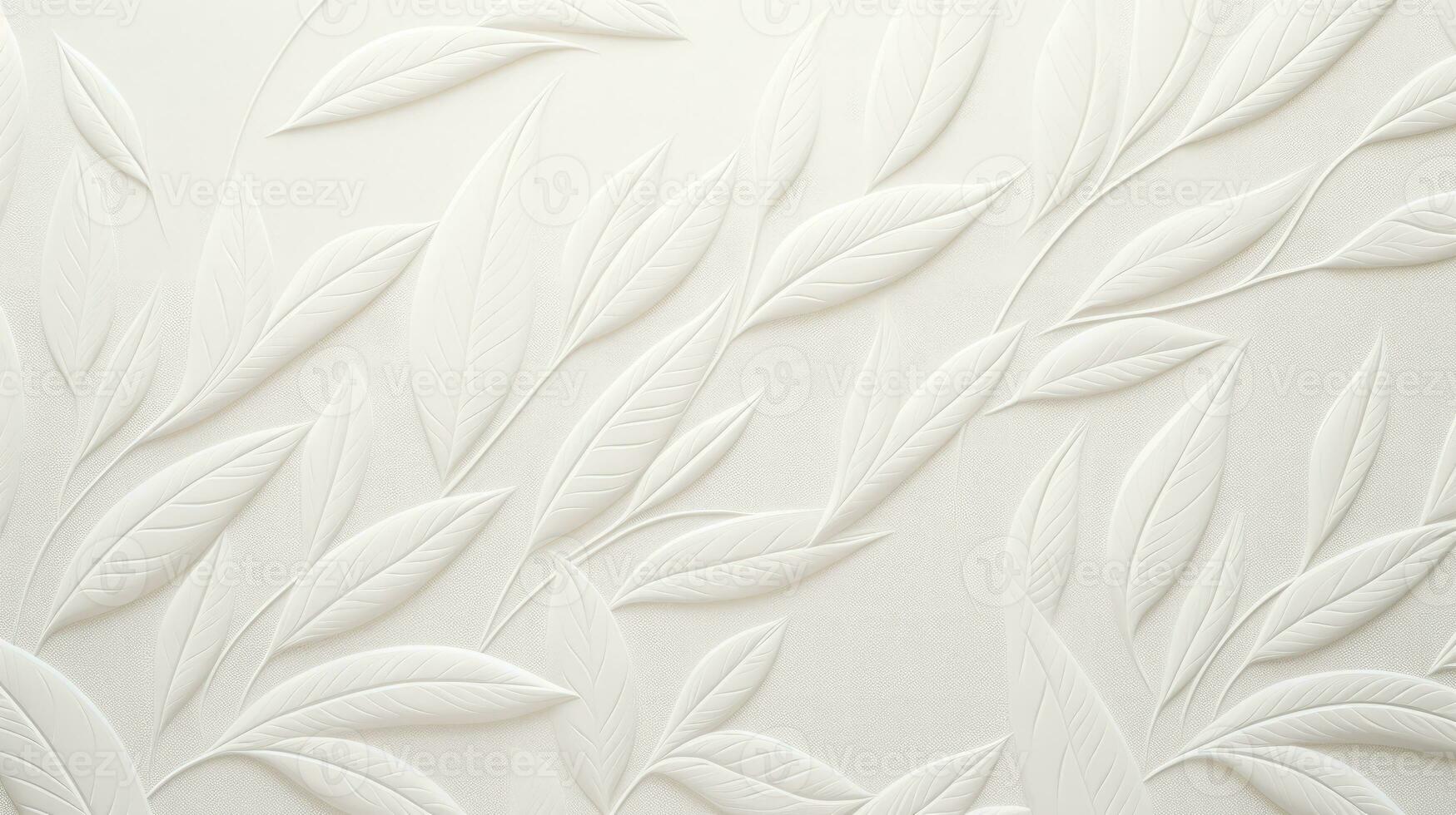 AI generated Embossed motif pattern on paper background. Leaves pattern paper. photo