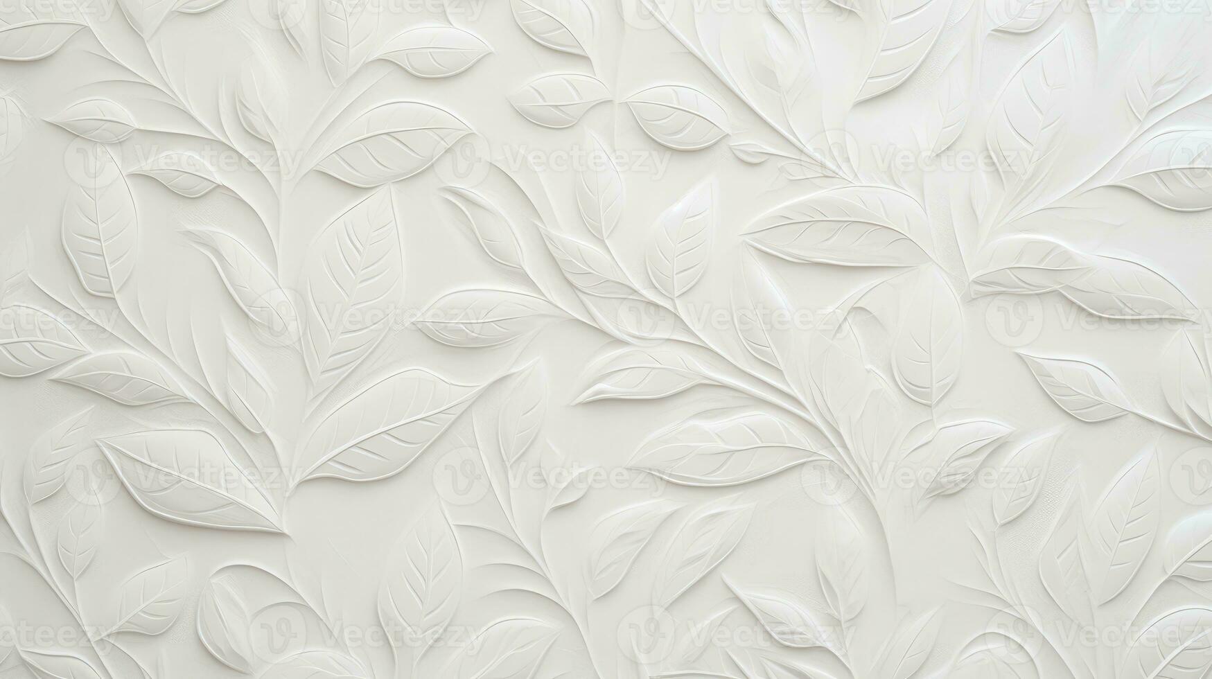 AI generated Embossed motif pattern on paper background. Leaves pattern paper. photo