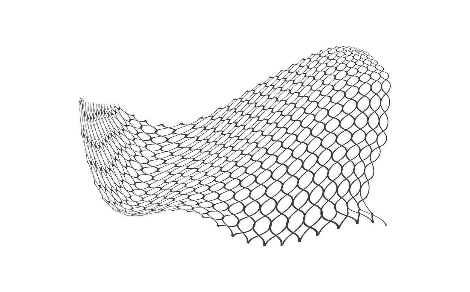 Illustration of a black fishing or football net.Checkered wavy background in doodle style. vector