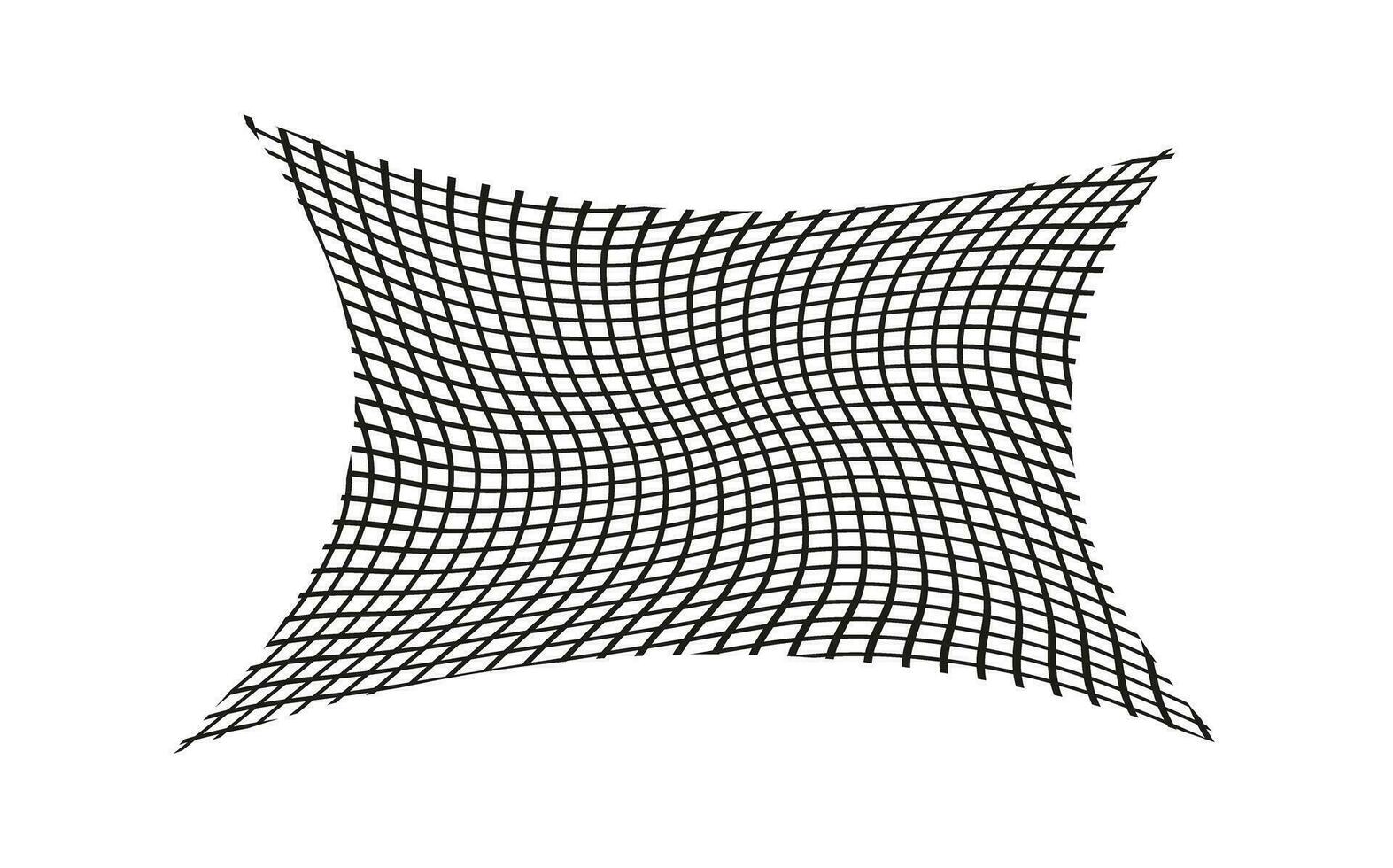 Illustration of a black fishing or football net.Checkered wavy background in doodle style. vector