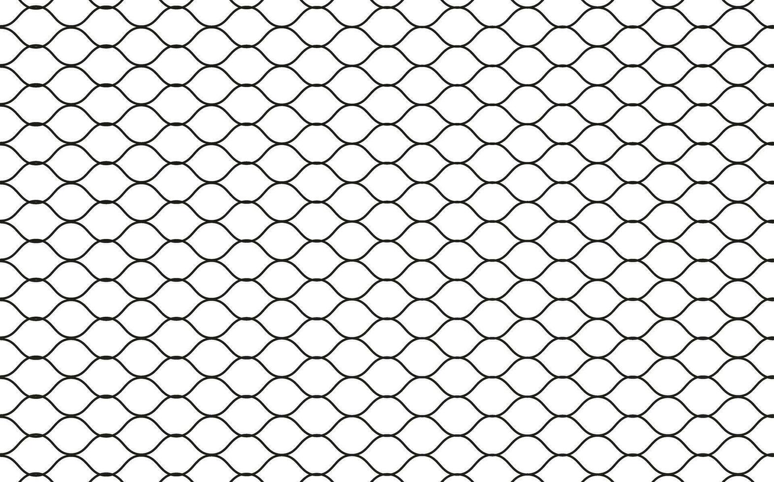 Illustration of a black fishing or football net.Checkered wavy background in doodle style. vector