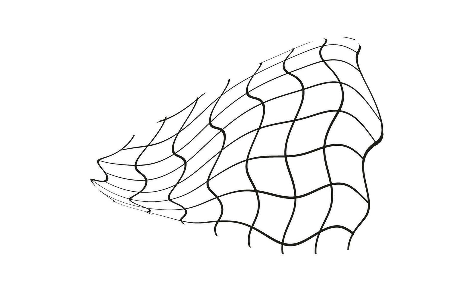 Illustration of a black fishing or football net.Checkered wavy background in doodle style. vector