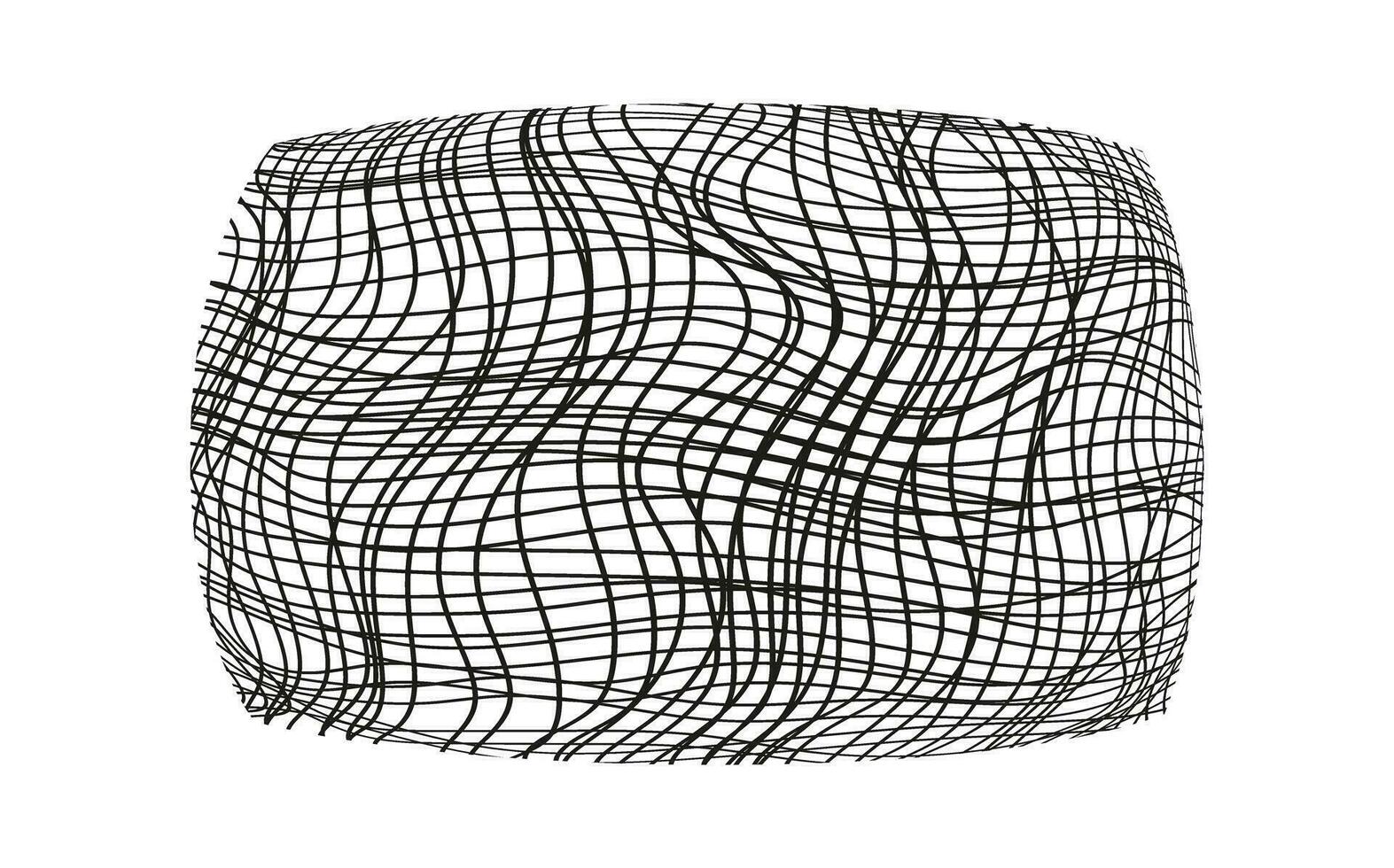 Illustration of a black fishing or football net.Checkered wavy background in doodle style. vector