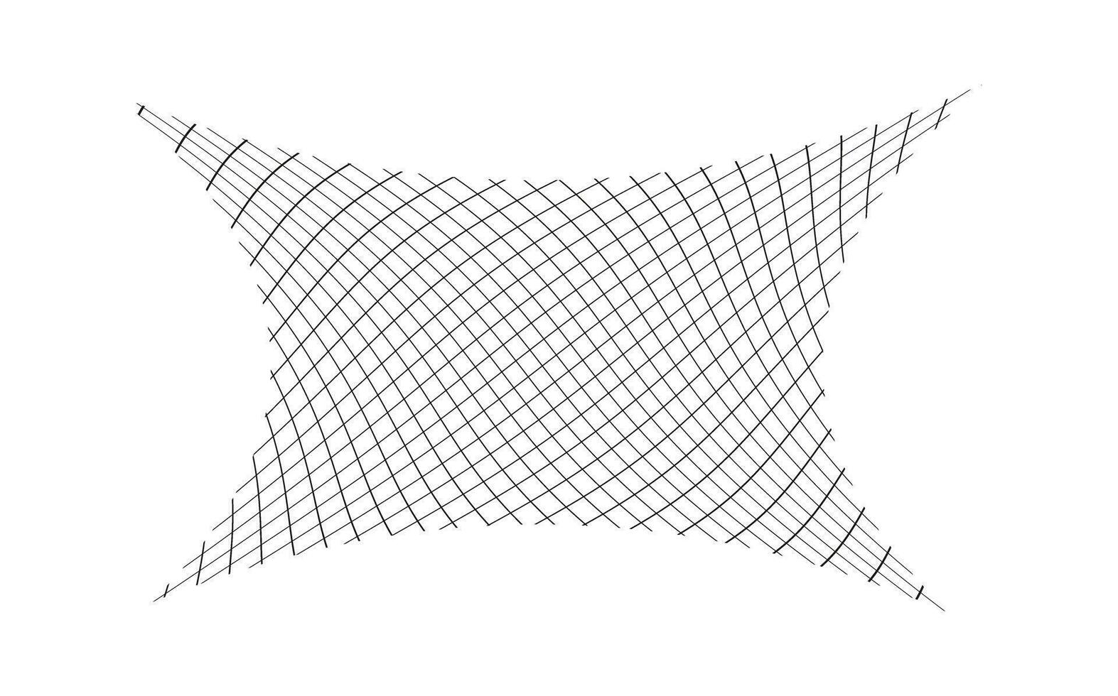 Illustration of a black fishing or football net.Checkered wavy background in doodle style. vector