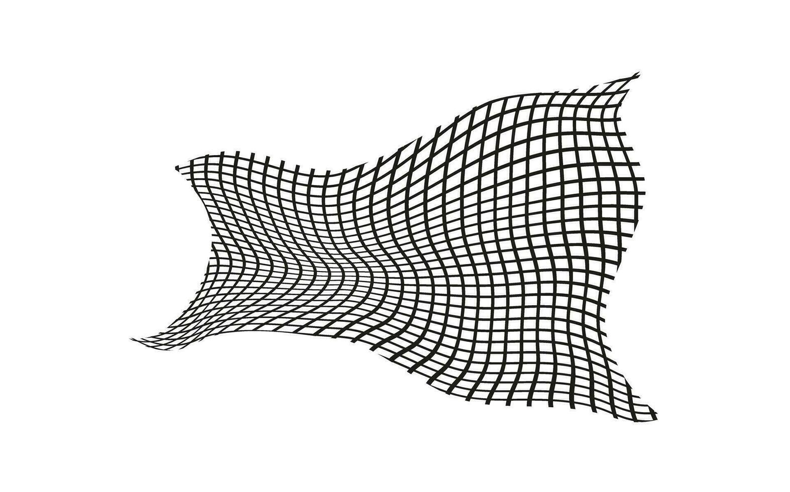Illustration of a black fishing or football net.Checkered wavy background in doodle style. vector