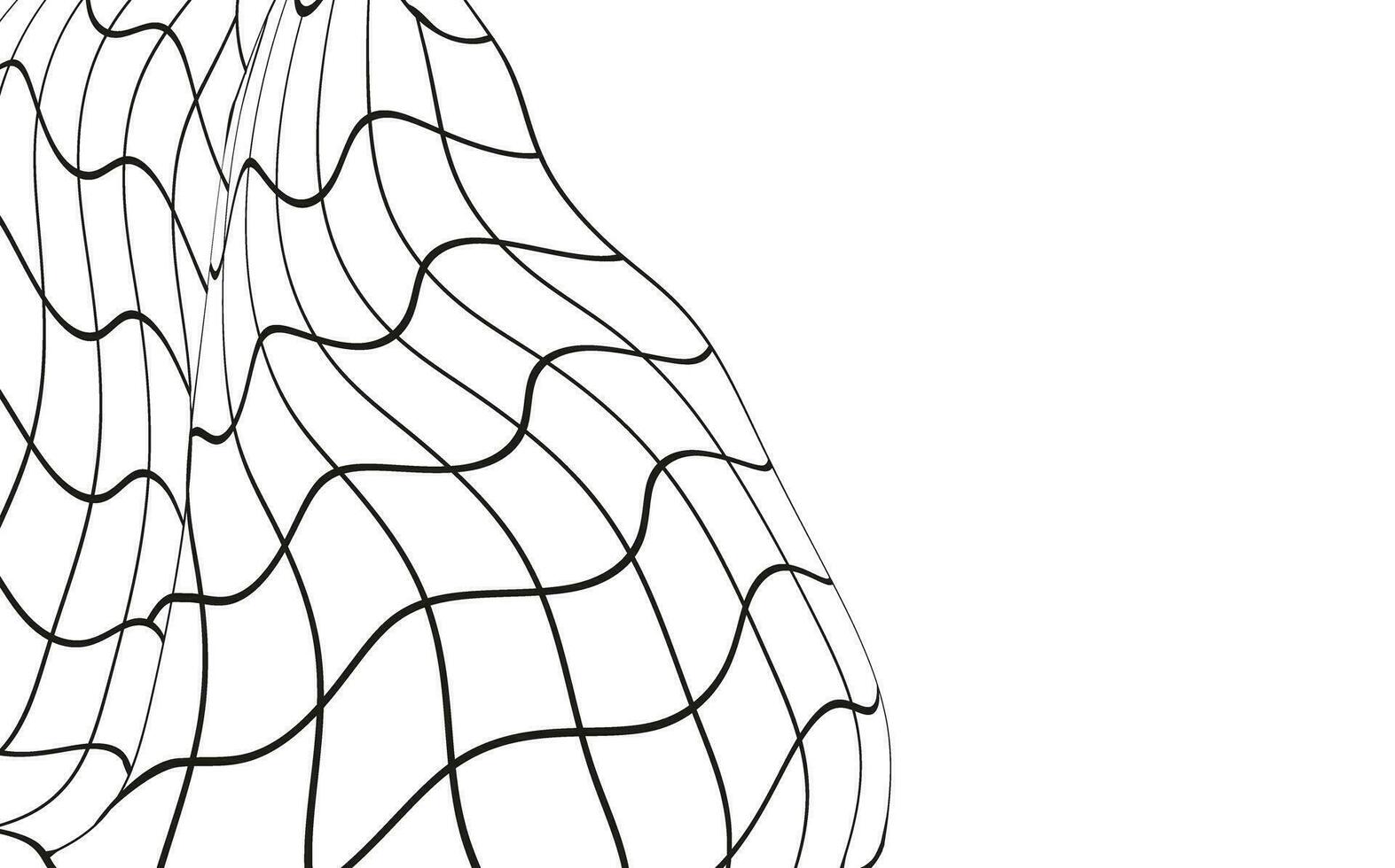 Illustration of a black fishing or football net.Checkered wavy background in doodle style. vector