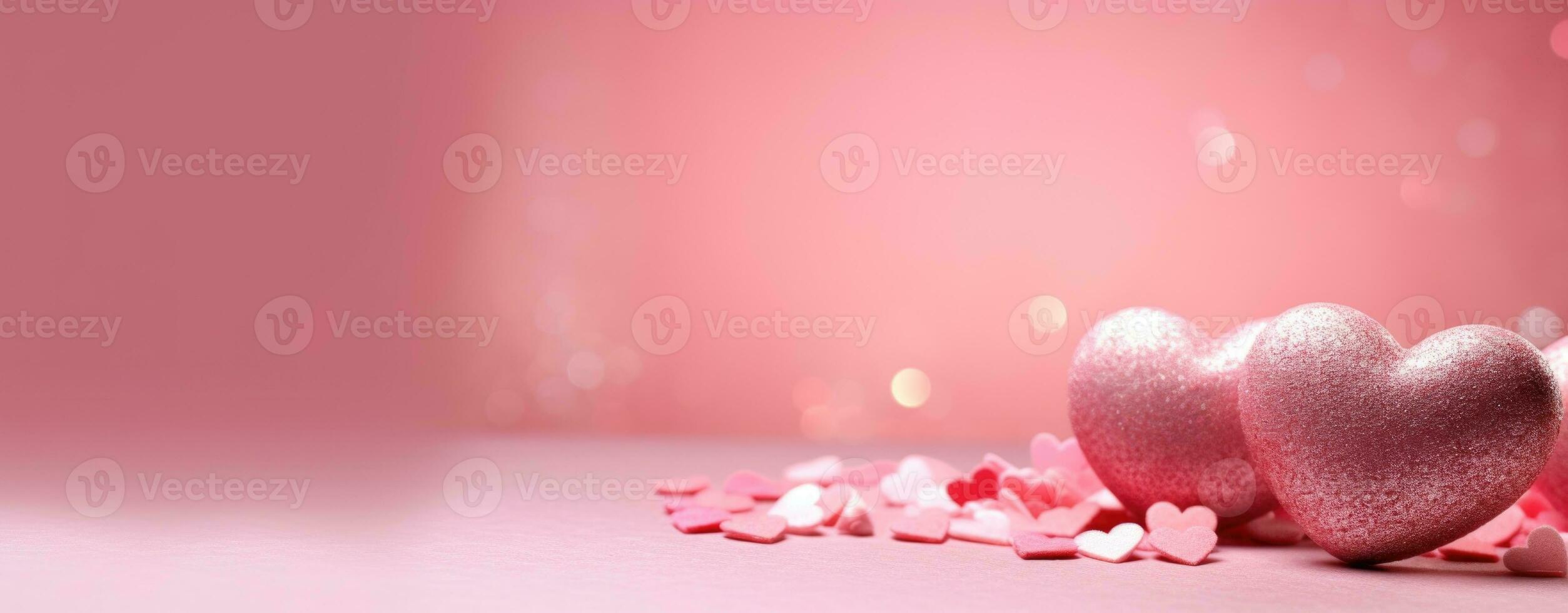 AI generated Hearts and Glitter Bokeh for Romantic Valentine's Day photo