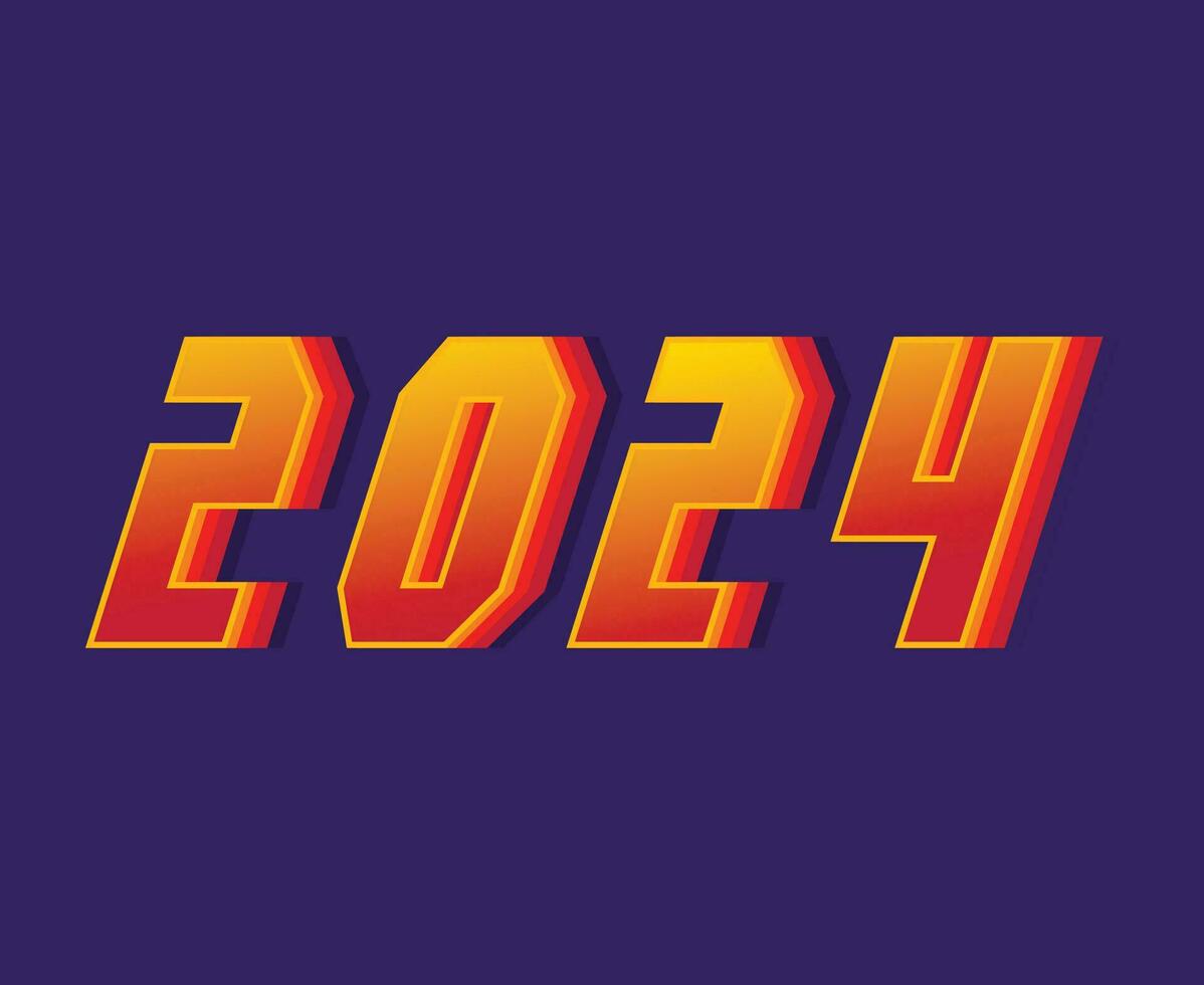 contento nuevo año 2024 resumen naranja y amarillo gráfico diseño vector logo símbolo ilustración con azul antecedentes