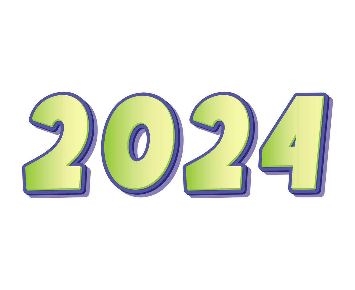 contento nuevo año 2024 resumen verde y púrpura gráfico diseño vector logo símbolo ilustración