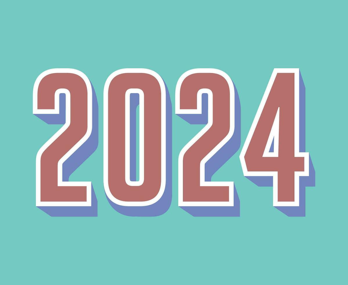 Happy New Year 2024 Abstract Brown And White Graphic Design Vector Logo Symbol Illustration With Cyan Background