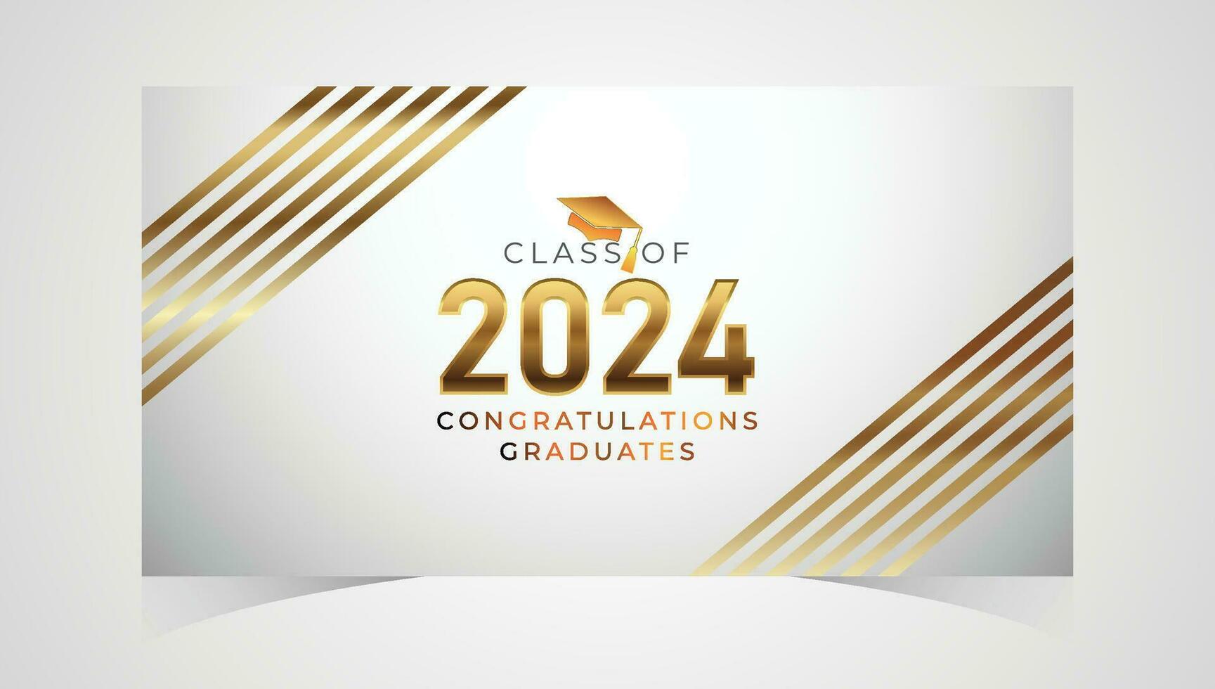 Class of 2024 Congratulations Graduates. Academic Cap and Diploma Graduation Ceremony. Vector Template for Senior Class of University, Year 2024 Banner, Party, High School or College Graduate